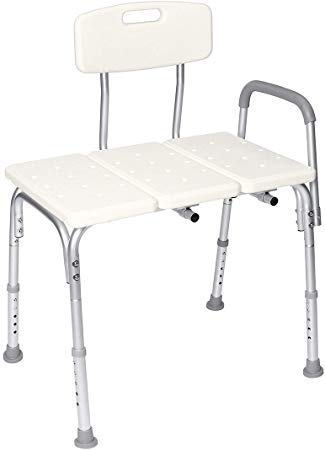 KingSo Tub Transfer Bench, Shower Chair Bath Seat with 10 Level Adjustable Height Legs & Padded Armrest, Heavy Duty Non Slip Aluminum Tube Plastic Wide Seat Shower Bench