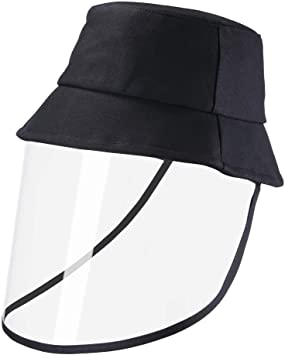 Safety Face Shield Visor Full Face Protective Cap, Anti-saliva, Anti Splash, Anti-Spitting Hat Cover Outdoor Fishing Caps Sun Hat - Black