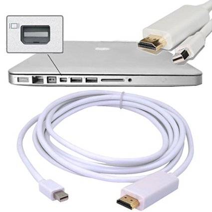 HDE 10ft. Mini Display Port Male to HDMI Male Cable Gold Plated Apple MacBook to HDTV Monitor Adapter