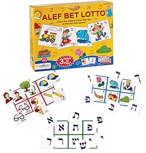 Alef Bet Learning Matching Board Game Lotto Jewish Educational Games Hebrew Alphabet Letters Teaching Memory Game Multi-Mode Playing Judaica Gift for Kids 2-6 Players