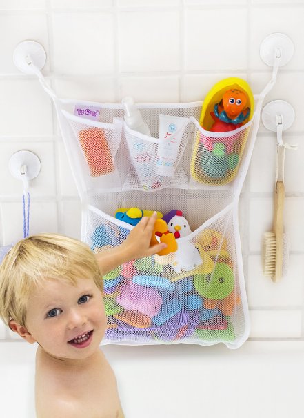 Tub Cubby Bath Toy Organizer with Multiple Pockets   Bonus of 4 Heavy Duty Lock Suction Cups and Durable Mold Resistant Mesh Washable   Guarantee