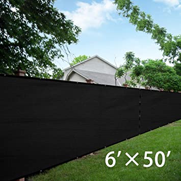 LOVE STORY 6'x50' Black Fence Privacy Screen 88% Blockage Windscreen Mesh Fence Cover 200 GSM