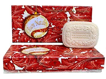 Orange and Cinnamon, gift box of Italian soap sculpted with flowers, 3 x 4.40 oz. by Saponificio Artigianale Fiorentino