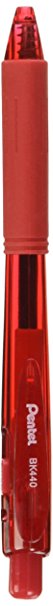 Pentel WOW! Retractable Ballpoint Pens, Medium Line, Red Ink, Box of 12 (BK440-B)