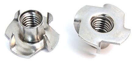 T-Nut 3/8"-16 x 7/16" Stainless Steel, (50 Pack) Choose Size/Quantity, By Bolt Dropper, Pronged Tee Nut. For Wood, Rock Climbing Holds.