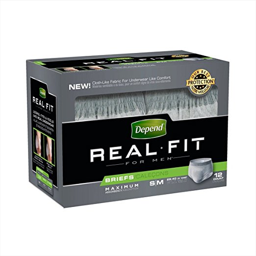 SCS Depend Real Fit for Men Briefs - Maximum Absorbency - Small/medium - 48 Ct.