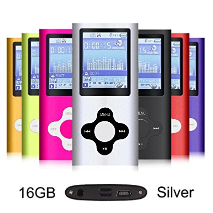 G.G.Martinsen Plum Button 1.78 LCD Screen MP3/MP4 16 GB Portable MP3Player , MP4 Player , Video Player , Music Player , Media Player , Audio Player ,Music Movie Video Player Recorder-Silver