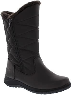 Khombu Womens Cold Weather Boots with Dual Zipper Closures (Carly) Waterproof Insulated Mid-Calf Winter Boots for Comfort - Keeps Feet Warm & Dry - Available Both in Medium and Wide