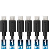 Sabrent 6-Pack 22AWG Premium 1ft Micro USB Cables High Speed USB 20 A Male to Micro B Sync and Charge Cables Black CB-UM61
