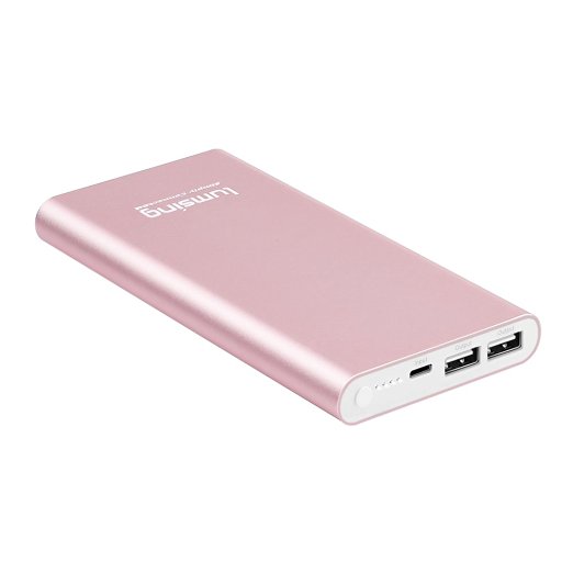Lumsing 12000mAh(Apple Lightning Input Port) Portable Charger External Battery Power Bank for iPhone 6S, 6S Plus,6 Plus,6,5S,5C,5,iPad Air / Mini，iPod -Black(Pink)