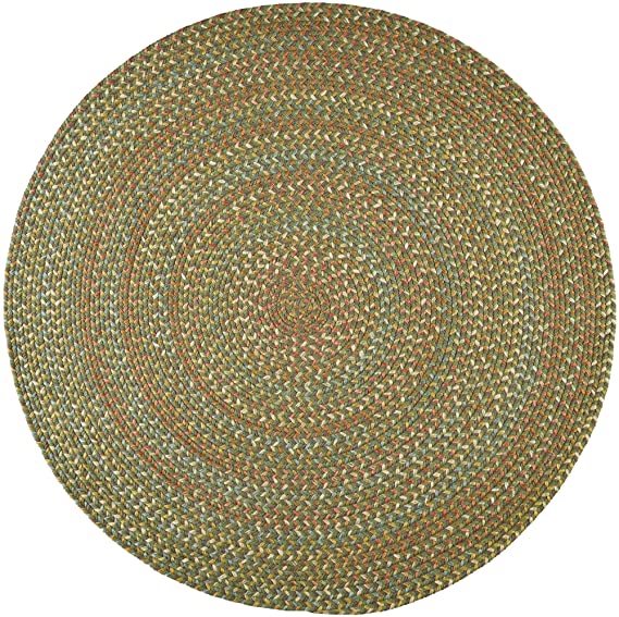 Super Area Rugs Confetti Braided Rug Traditional Rug Textured Durable Green Casual Decor Carpet, 6' Round