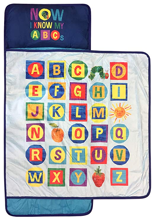 Jay Franco Eric Carle ABC Nap Mat - Built-in Pillow and Blanket - Super Soft Microfiber Kids'/Toddler/Children's Bedding, Ages 3-7 (Official Eric Carle Product)