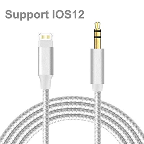 CHIULOIAN Aux Cord for iPhone,3.5mm Aux Cable for iPhone 7/X/8/8 Plus/XS Max/XR to Car Stereo or Speaker or Headphone Adapter, Support The Newest iOS 11.4/12 Version or Above (Sliver)