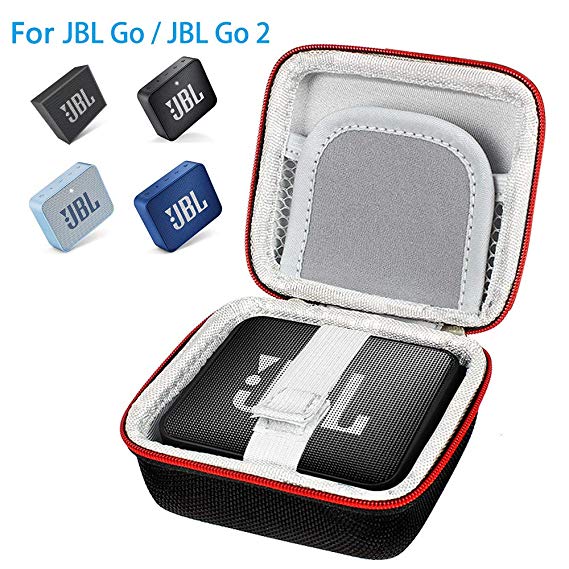 [Upgraded Version] JBL GO 2 Case, Pushingbest Hard EVA Carry Bag Case Cover for JBL Go 1/2 Bluetooth Speaker, Mesh Pocket for Charger and Cables[EVA, Black]