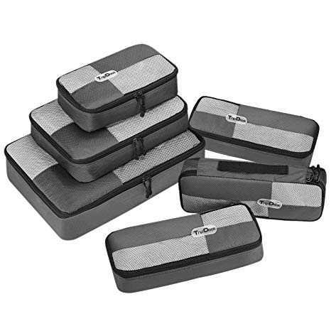 TripDock Various Packing Cubes 6 Set Lightweight Travel Luggage Organizers (3DarkGrey(1Large 1Medium 1Small 3Slim))