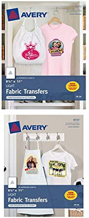 Avery Printable T-Shirt Transfers,Inkjet Printers, 6 Paper Transfers (3271) with Avery Printable T-Shirt Transfers, Inkjet Printers, 18 Paper Transfers (8938)