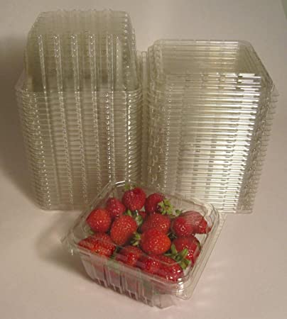 Plastic Clamshell Containers for Berries, Cherry Tomatoes, and Other Small Produce - 1-Pint Size (Pack of 25)