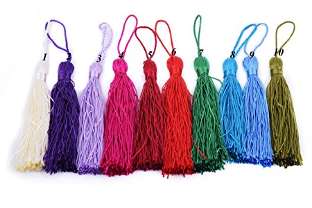 KONMAY 20pcs Silky Handmade Tiny(3.5'') Soft Craft Mini Tassels with Loops for DIY Projects (Mixed(20 colors randomly, one of each))