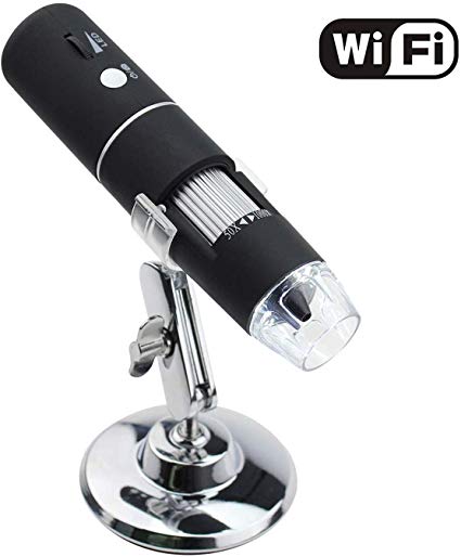Wireless Digital WiFi USB Microscope 50X To 1000X Magnification Mini Handheld Endoscope Inspection Camera with 8 LEDs with Metal Stand, Compatible with iPhone, iPad, Android Smartphone, Mac, Windows