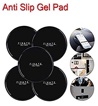TOTU® Fixate Gel Pad Mobile Holder Strong Wall Anti-Slip Cells Pads Durable Washable Stickerscan Stick to Glass, Mirrors, Whiteboards, Metal, Kitchen Cabinets, Tile and Car GPS Car Mobile Holder (Pack of 5)
