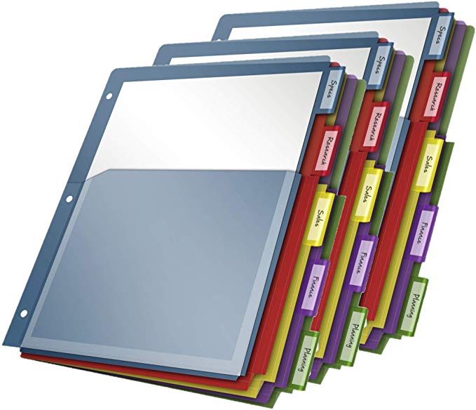 Cardinal Expanding Pocket Poly Divider, 5-Tab, Multi-Color (84012CB) (3)