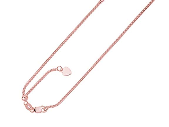 Finejewelers 14K Rose Gold 22 Inch bright-cut Adjustable Chain with Lobster Clasp and Small Heart Charm