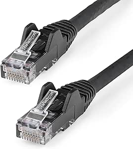 StarTech.com 50ft (15m) CAT6 Ethernet Cable - LSZH (Low Smoke Zero Halogen) - 10 Gigabit 650MHz 100W PoE RJ45 UTP Network Patch Cord Snagless w/Strain Relief - Black CAT 6, ETL Verified (N6LPATCH50BK)