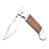 SOG Specialty Knives and Tools FF30-CP Fielder Knife with Straight Edge Folding 33-Inch Steel Blade and Stained Wood Handle Mirror Polish