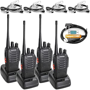 BAOFENG BF-888S Walkie Talkies High-Performance Long Range Two Way Radios for Outdoor Adventures and Team Communication (Pack of 4)