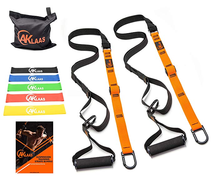 Resistance Trainer Straps Bundle | Bodyweight Fitness Training Equipment Kit   Door Anchor  5 Exercise Loop Bands | Home Suspension Workout Straps kit | Exercise Booklet | Home&Travel