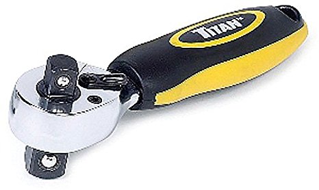 Titan Tools 12051 3/8 and 1/2-Inch Drive Stubby Ratchet Dual Head