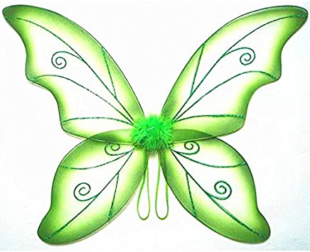 Cutie Collection Costume Fairy Wings - Large (34in) Pixie Princess Dress up Wings (Adult, Black) (Green)