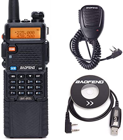 BaoFeng BF-R3 Tri-Band with 2 Antennas 3800mAh Battery Amatuer Portable UV-5R Transmitter Two Way Radio with USB Programming Cable and Speaker