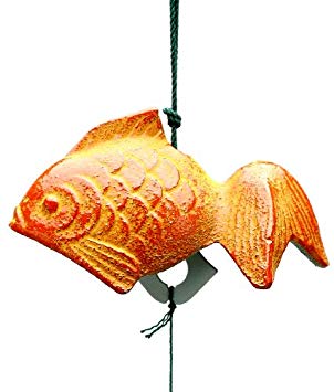 Kotobuki Iron Japanese Wind Chime, Goldfish, Orange