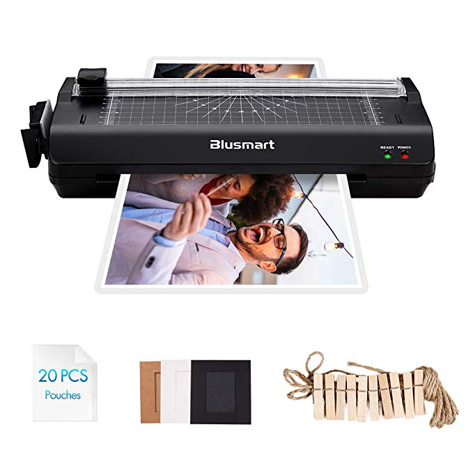 5 in 1 Blusmart Laminator Set, A4, Trimmer, Corner Rounder, 20 Laminating Pouches, Photo Frames, Black