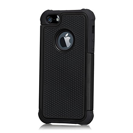 32nd Shockproof Heavy Duty Dual Protection Case Cover For Apple iPhone 5S 5 SE - Black