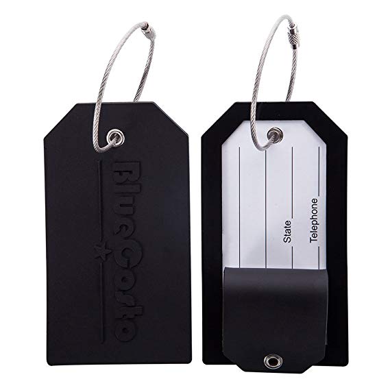 BlueCosto 2 Pack Luggage Tag Label Suitcase Tags Travel Bag Labels w/Privacy Cover