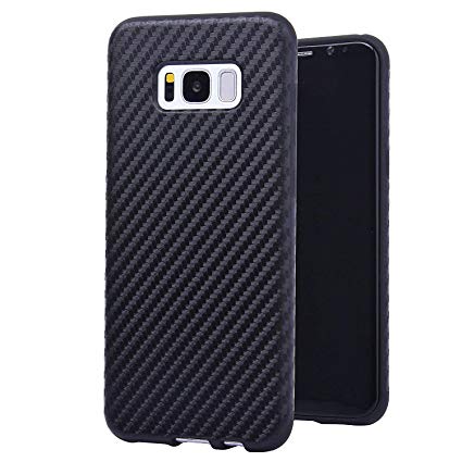 Dejavux Galaxy S8 Plus Case Carbon Fiber Style Pattern Soft TPU Cover Shock Absorbing Shockproof Protective Case for Samsung Galaxy S8 Plus (Black)