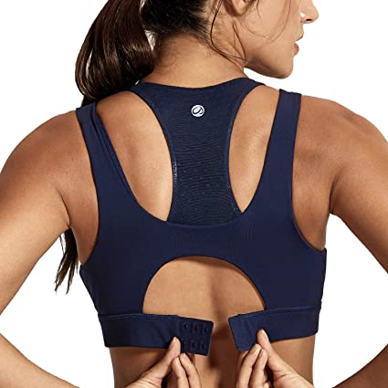 CRZ YOGA Supportive Sports Bras for Women Running Padded Compression Sports Bra Racerback Workout Tops