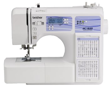 Brother HC1850 Computerized Sewing and Quilting Machine with 130 Built-in Stitches 9 Presser Feet Sewing Font Wide Table and Instructional DVD