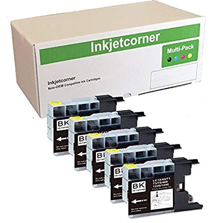 Inkjetcorner Compatible Ink Replacement for LC75BK LC75 XL MFC-J280W MFC-J425W MFC-J430W MFC-J435W MFC-J625DW MFC-J825DW MFC-J835DW (Black, 5-Pack)