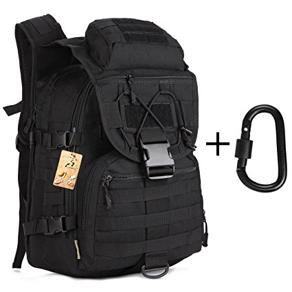 40L Tactical Backpack Large Sport Military Backpack Gear Assault Pack MOLLE Bag Digital Rucksacks Camping with Carabiner for Outdoor Hiking Climbing Trekking War Game