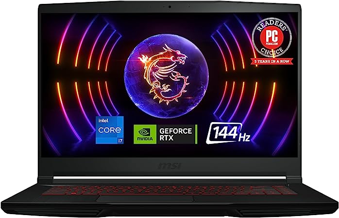 MSI Thin GF63 Gaming Laptop: Intel Core i5-12450H GeForce RTX 2050, 15.6" FHD, 144Hz, 8GB DDR4, 512GB NVMe SSD, Type-C USB 3.2 Gen 1, Cooler Boost 5, Win 11 Home: Black 12UCX-484US