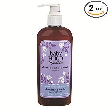 Hugo Naturals Baby Shampoo & Baby Wash, Shea Butter & Chamomile, 8 Ounce Pump Bottle,  (Pack of 2)
