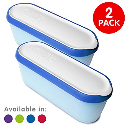 SUMO Ice Cream Containers · Insulated Ice Cream Tub · Container Ideal for Homemade Ice-Cream, Gelato or Sorbet · Dishwasher Safe · 1.5 Quart Capacity · [Blue, 2-Pack]