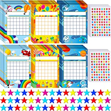 Sticker Chart Incentive Chart for Classroom Sticker Chart for Kids Behavior and 1760 Colorful Star Stickers for Classroom Teaching or Family Using (122 Pieces)