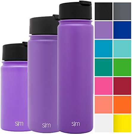 Simple Modern Summit Water Bottle   Extra Lid - Vacuum Insulated Stainless Steel Wide Mouth Thermos Travel Mug - Double-Walled Flask - Powder Coated Hydro Canteen