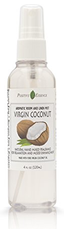 Virgin Coconut Room and Linen Spray - Natural Aromatic Mist Made with PURE VIRGIN COCONUT OIL - Relax Your Body & Mind – Perfect as a Bathroom Air Freshener Odor Eliminator by Positive Essence