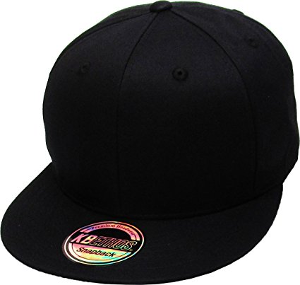 Cotton Snapback Solid Blank Cap Baseball Hat Flat Brim (Various Colors / Adjustable)