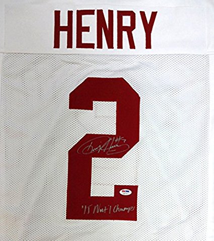 Alabama Crimson Tide Derrick Henry Autographed White Jersey "15 Nat'l Champs" PSA/DNA